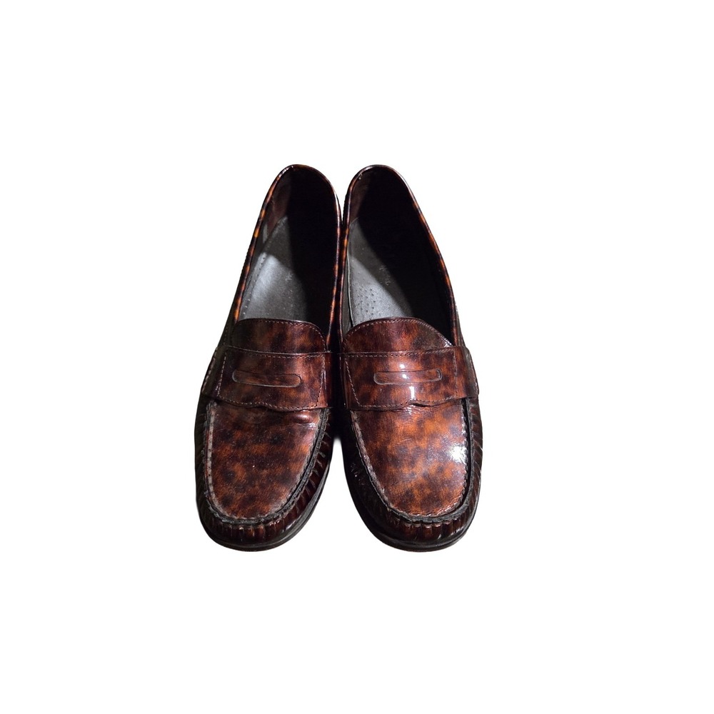 Vintage Cole Haan Women's Tortoise Shell Patent Leather Penny Loafers Size 8.5 B